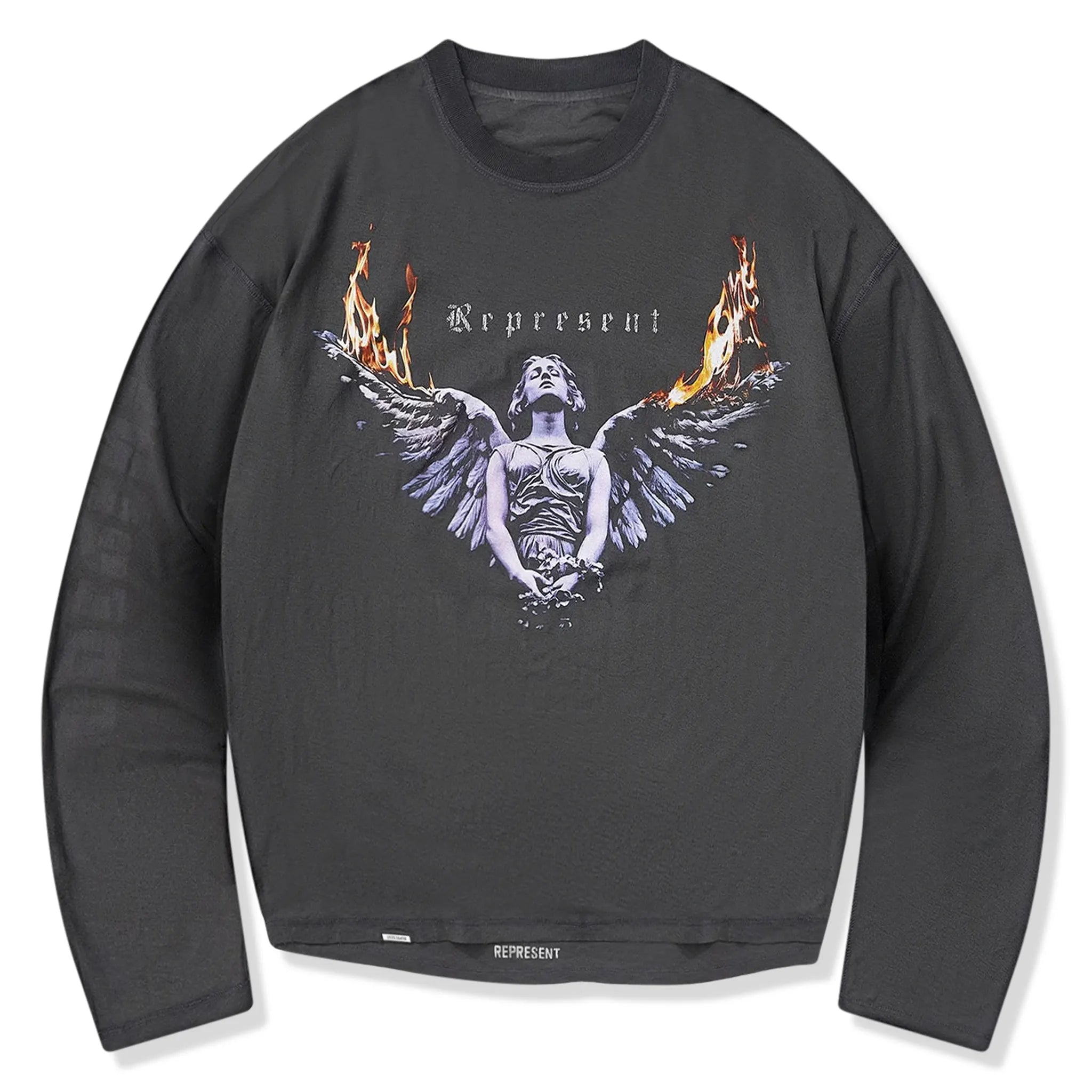Front View of Represent Rep Legacy Ls Sun Fade Grey L/S T Shirt MLM100365-46